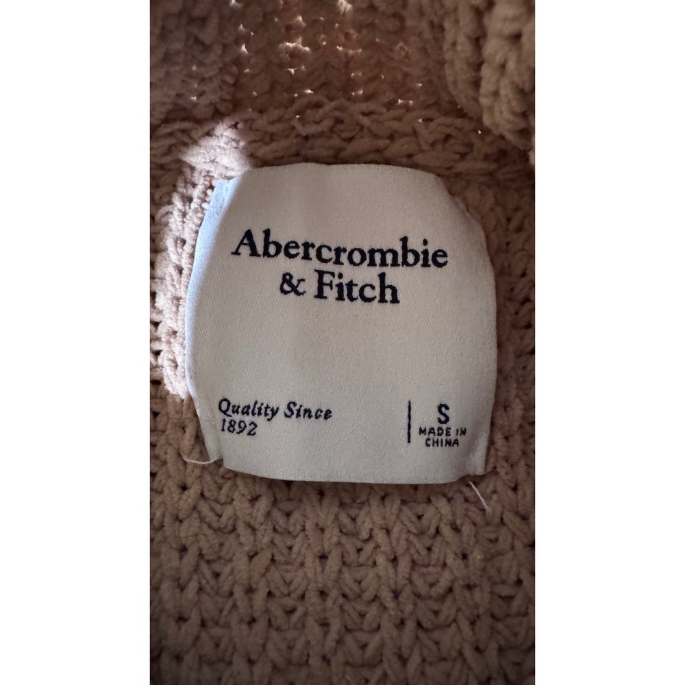 Abercrombie & Fitch Oversized Chunky Knit Turtleneck Sweater Tunic Camel Size S - Picture 9 of 9